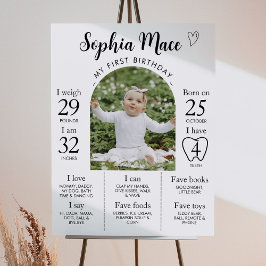 Póster Foto mínima moderna Rótulo de primer cumpleaños