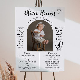 Póster Foto minimal moderna Rótulo del primer cumpleaños