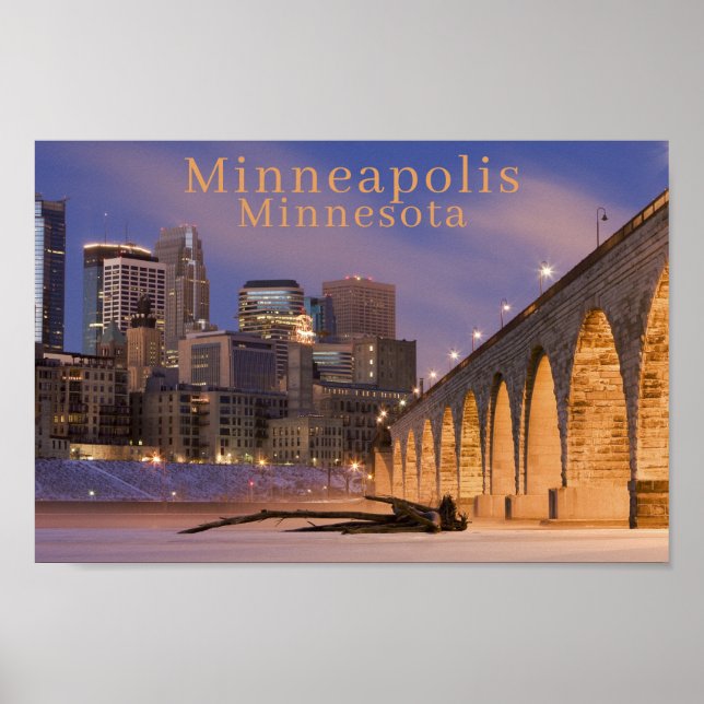 Póster Foto: Minneapolis Minn Skyline | Puente de arco de (Frente)