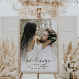 Póster Foto moderna Caligrafía negra Gradiente blanco