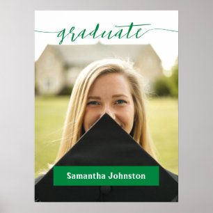 Póster Foto moderna de escritura de graduado verde