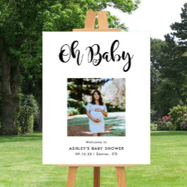 Póster Foto moderna Oh signo de bienvenida de Baby Shower
