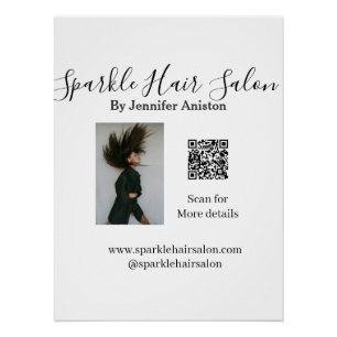 Póster Foto moderna peluquería pequeña empresa código QR