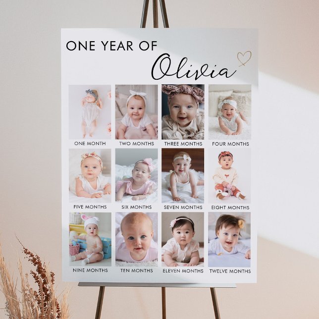 Póster Foto moderna Rótulo de primer cumpleaños (Subido por el creador)