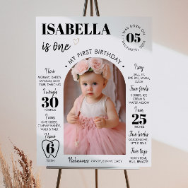 Póster Foto moderna Rótulo de primer cumpleaños