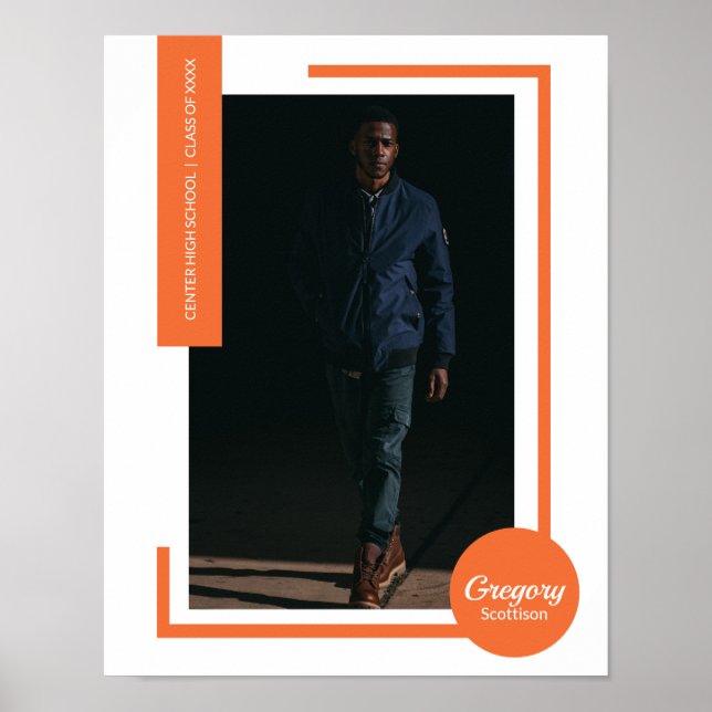 Póster Foto naranja Graduación moderna (Frente)
