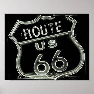 Póster Foto Neon "Route 66"