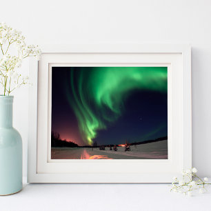 Póster Foto nocturna de las Luces del Norte de Alaska