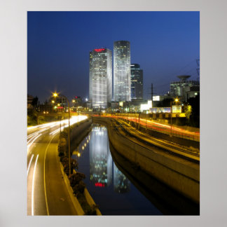 Póster Foto nocturna de las torres de Tel Aviv