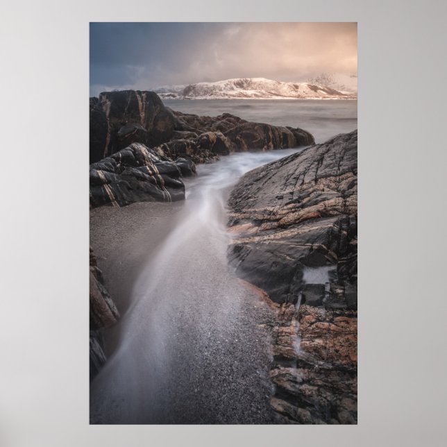 Póster Foto paisajista de la costa de Noruega (Frente)