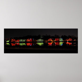 Póster Foto panorámica de Boathouse Row en los Navidades
