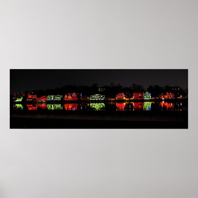 Póster Foto panorámica de Boathouse Row en los Navidades (Frente)