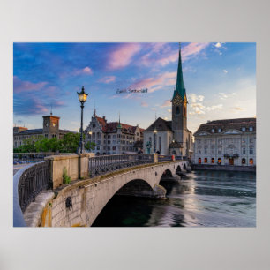 Póster Foto panorámica de Zúrich, Suiza,
