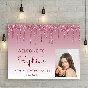 Póster Foto personalizada Burgundy Bienvenida 18 cumpleañ