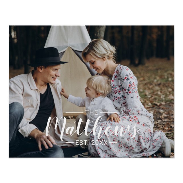 Póster Foto personalizada con apellido y año de estableci (Anverso)