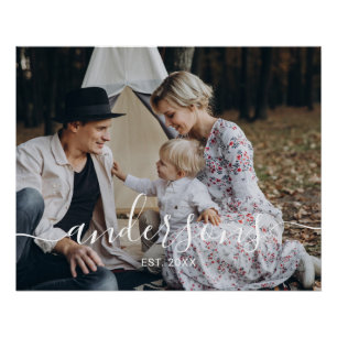 Póster Foto personalizada con apellido y año de estableci