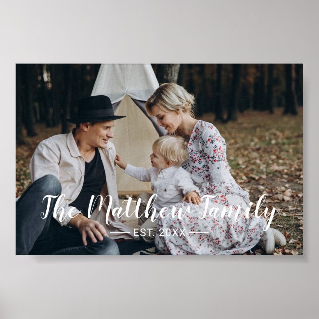 Póster Foto personalizada con apellido y año de estableci (Frente)