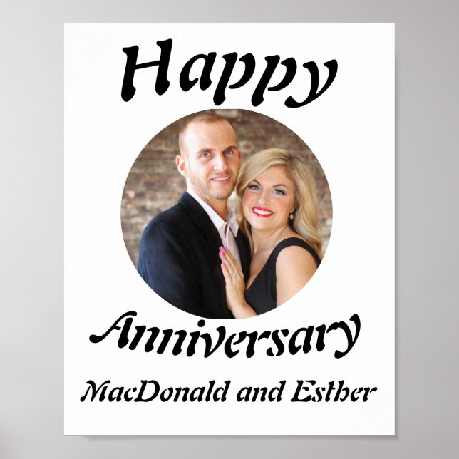 Póster Foto personalizada de Aniversario Feliz (Frente)
