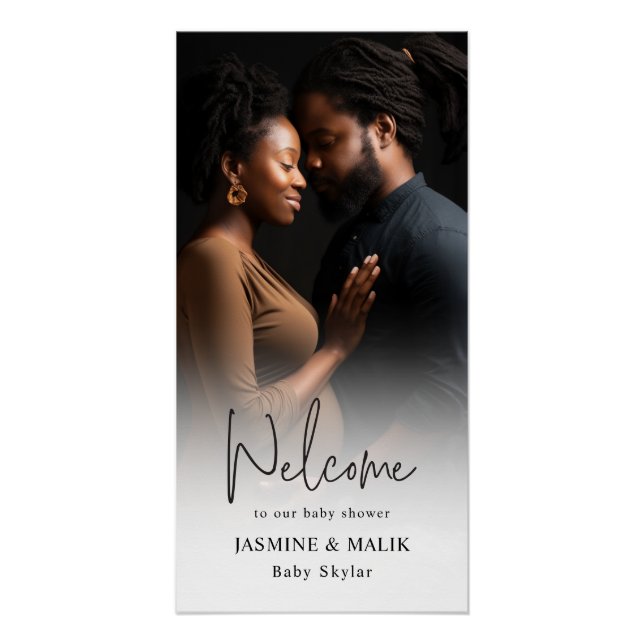 Póster Foto personalizada de la pareja en Baby Shower (Anverso)