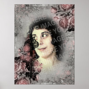 Póster Foto personalizada de llave antigua y rosas