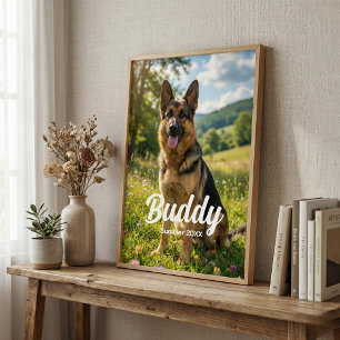 Póster Foto Personalizada de Mascota con Nombre y Fecha p