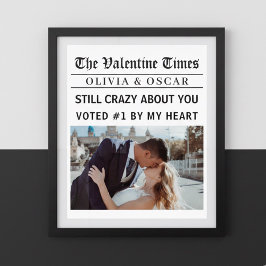 Póster Foto personalizada de periódico de San Valentín