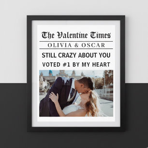 Póster Foto personalizada de periódico de San Valentín
