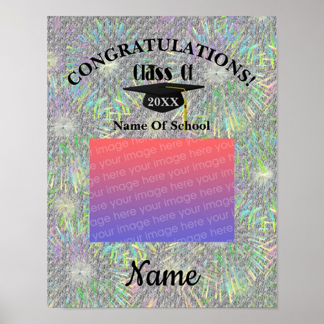 Póster Foto Personalizada De Tassel Y Tapa De Graduación (Frente)