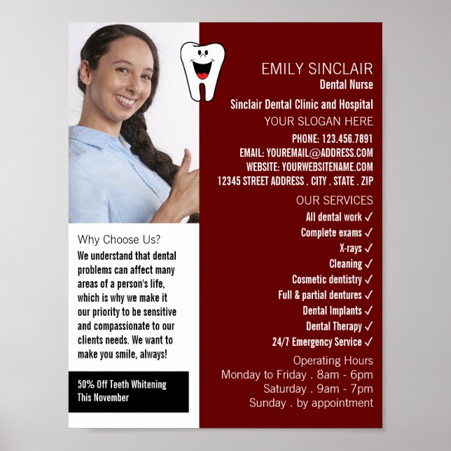 Póster Foto personalizada, odontología, publicidad dentis (Frente)