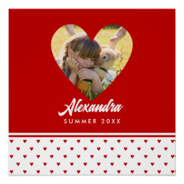 Póster Foto personalizada Red Heart Frame Moderno Cumplea