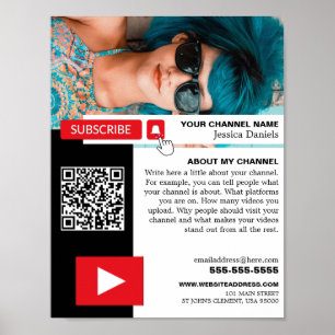 Póster Foto personalizada y código QR, Youtube - Vlogger
