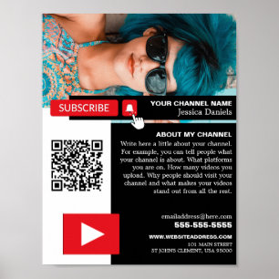 Póster Foto personalizada y código QR, Youtube - Vlogger