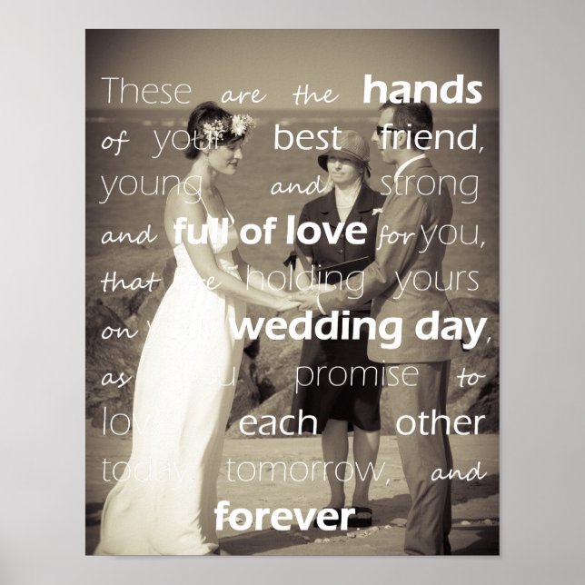 Póster Foto personalizado Bendición de la cita del Boda m (Frente)