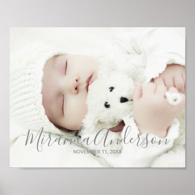 Póster Foto personalizado con nombre y texto personalizad (Frente)