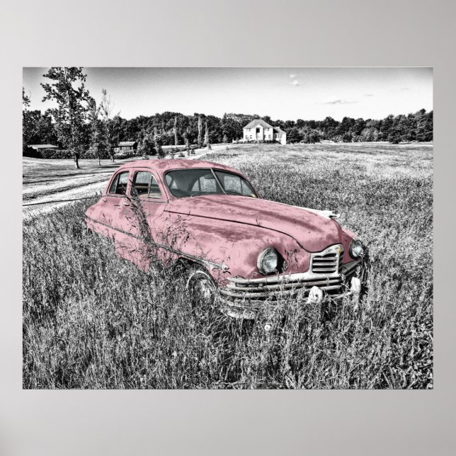 Póster Foto personalizado, en blanco y negro del coche vi (Frente)