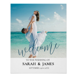 Póster Foto personalizado Signo de bienvenida de boda en