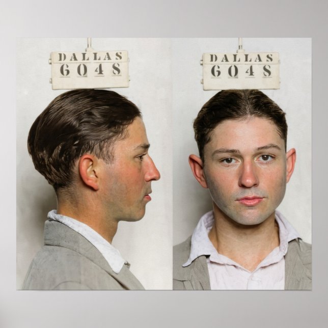 Póster Foto policial de Clyde Champion Barrow en Dallas c (Frente)