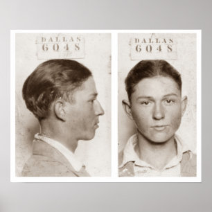 Póster Foto policial de Clyde Champion Barrow en Dallas c