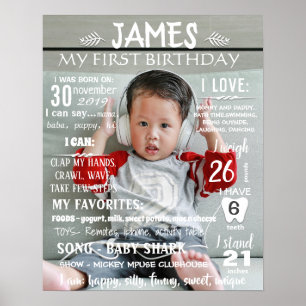 Póster Foto: Primer segundo tercer cumpleaños
