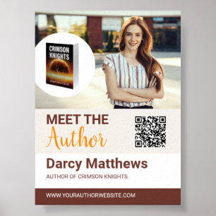 Póster Foto promocional moderna del autor con código QR