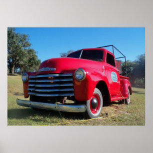 Póster Foto roja del poster de la camioneta pickup del
