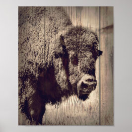 Póster Foto Rustic Wood Buffalo Wild Western