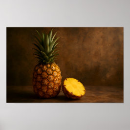 Póster Foto rústica grunge de piña y rodaja de piña