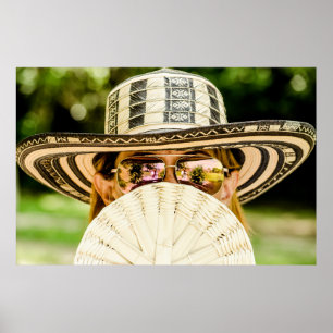 Póster Foto selectiva de la mujer que usa sol aviador