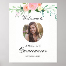Póster Foto Signo de bienvenida Quinceanera Botánica