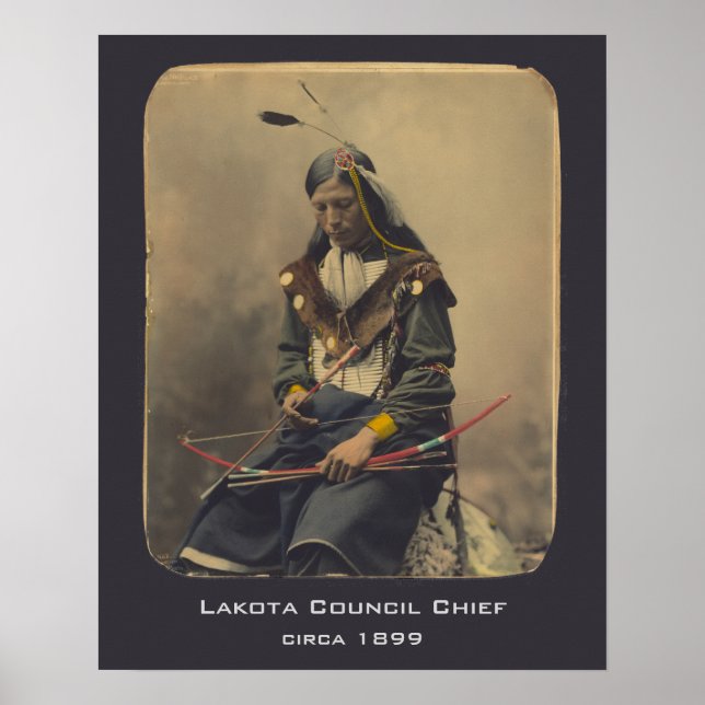 Póster Foto vintage Nativo Estadounidense Lakota Jefe Ind (Frente)