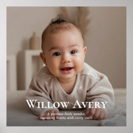 Póster Foto y nombre de bebé lindo minimalista moderno im