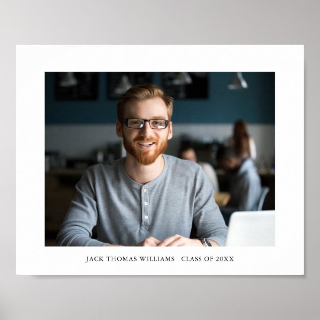 Póster Foto y nombre de graduado moderno simple (Frente)
