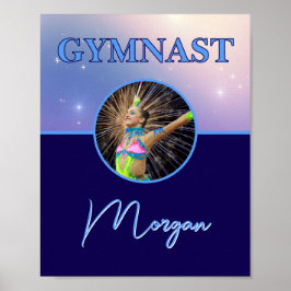 Póster Foto y nombre de Gymnast Deep Royal Personalizado