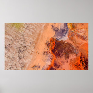 Póster Fotografía aérea de las montañas por la mañana